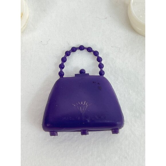 Vintage 60s Barbie Mini Purple Doll Purse & White Accessories Made In Hong Kong - Picture 4 of 6